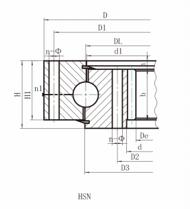 single row ball slewing bearing (HS series) internal gear Équipement interne de roulement à balle à une seule rangée (série HS)